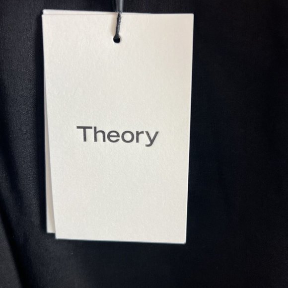 NWT $520 Theory Kayleigh Button Midi Dress with Pockets - Linen Blend, Black, 10 - Picture 5 of 6